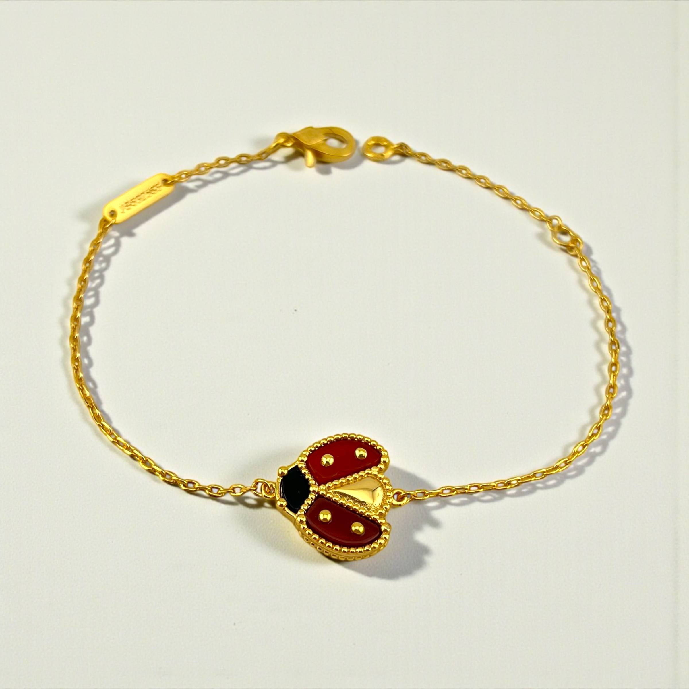 🐞 Lucky Ladybug Bracelet – Gold & Enamel Edition