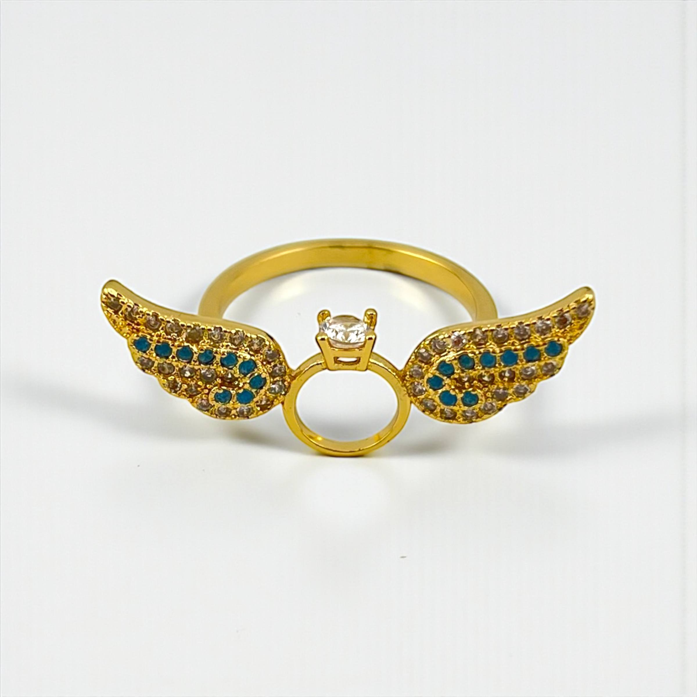 Golden Winged Halo Ring – Gold