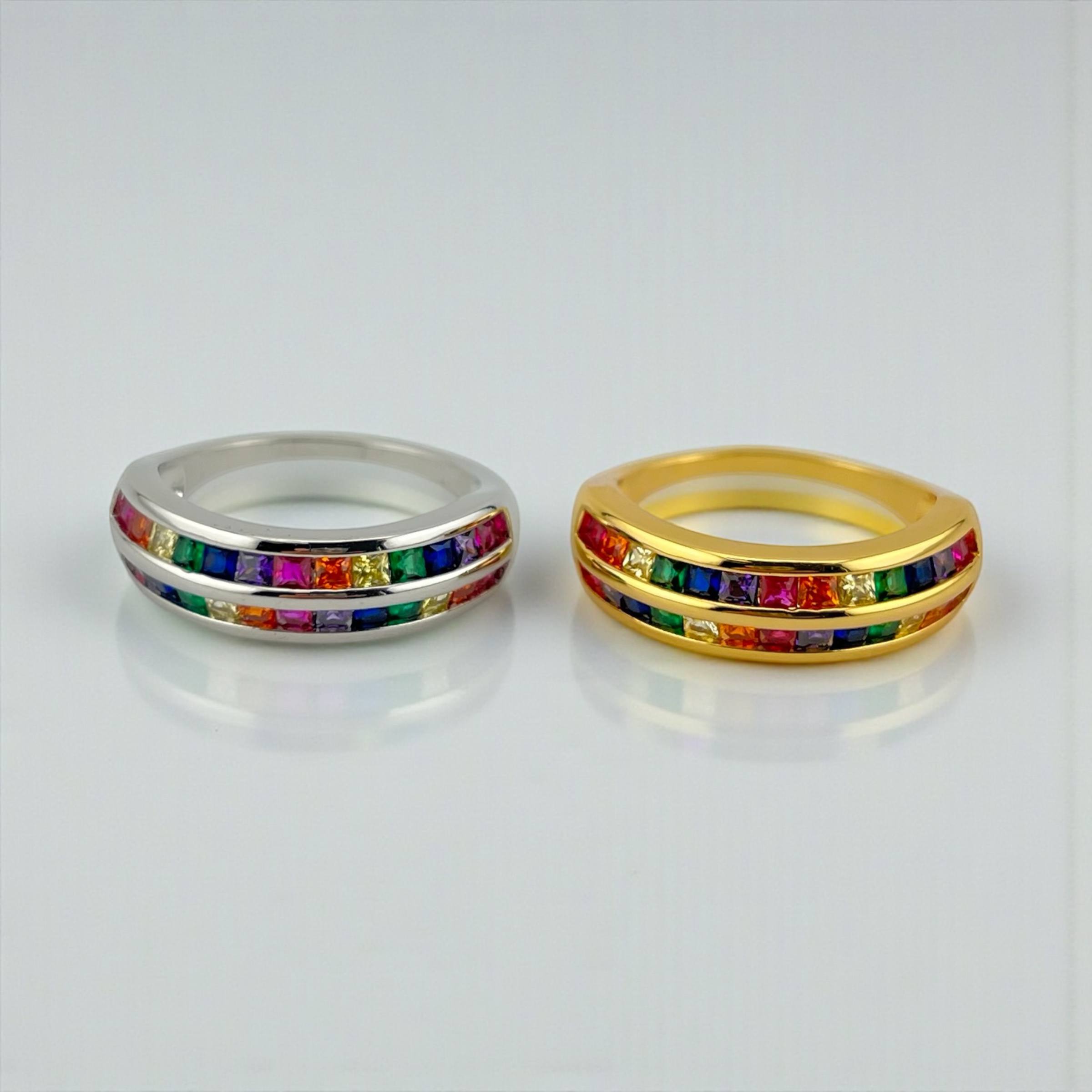 Rainbow Stack Band Ring š