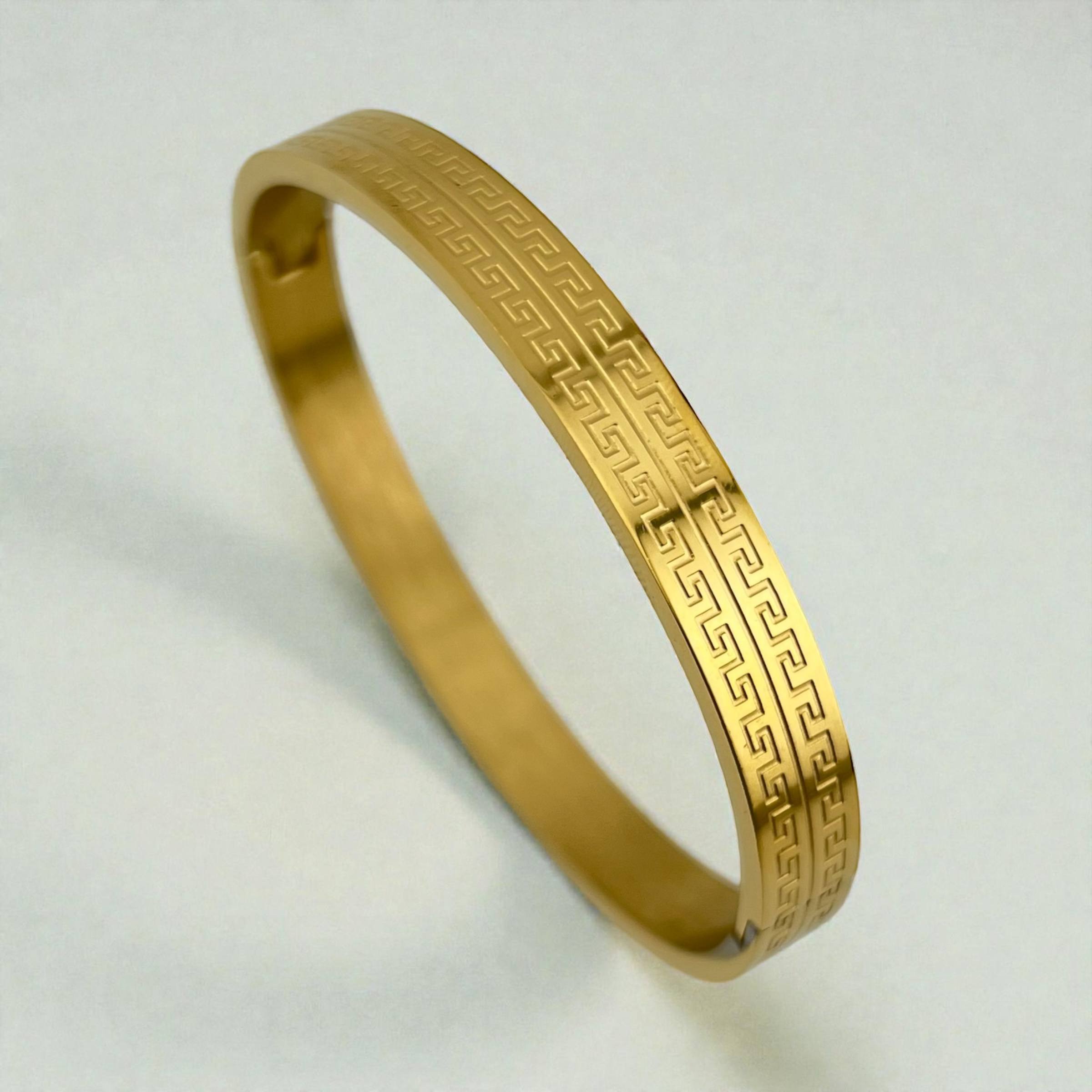Gold Greek Key Bangle
