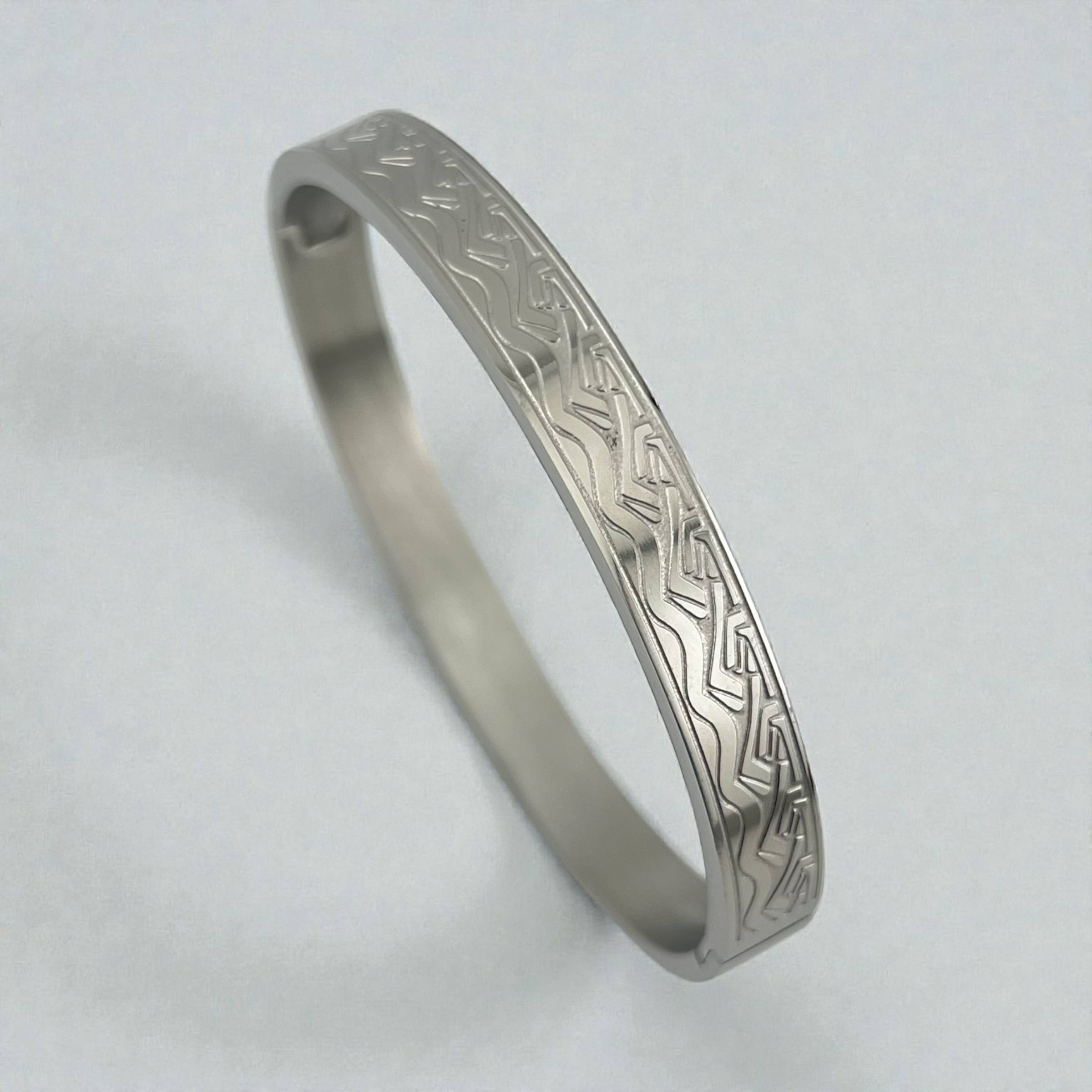 Silver Tribal Engraved Bangle