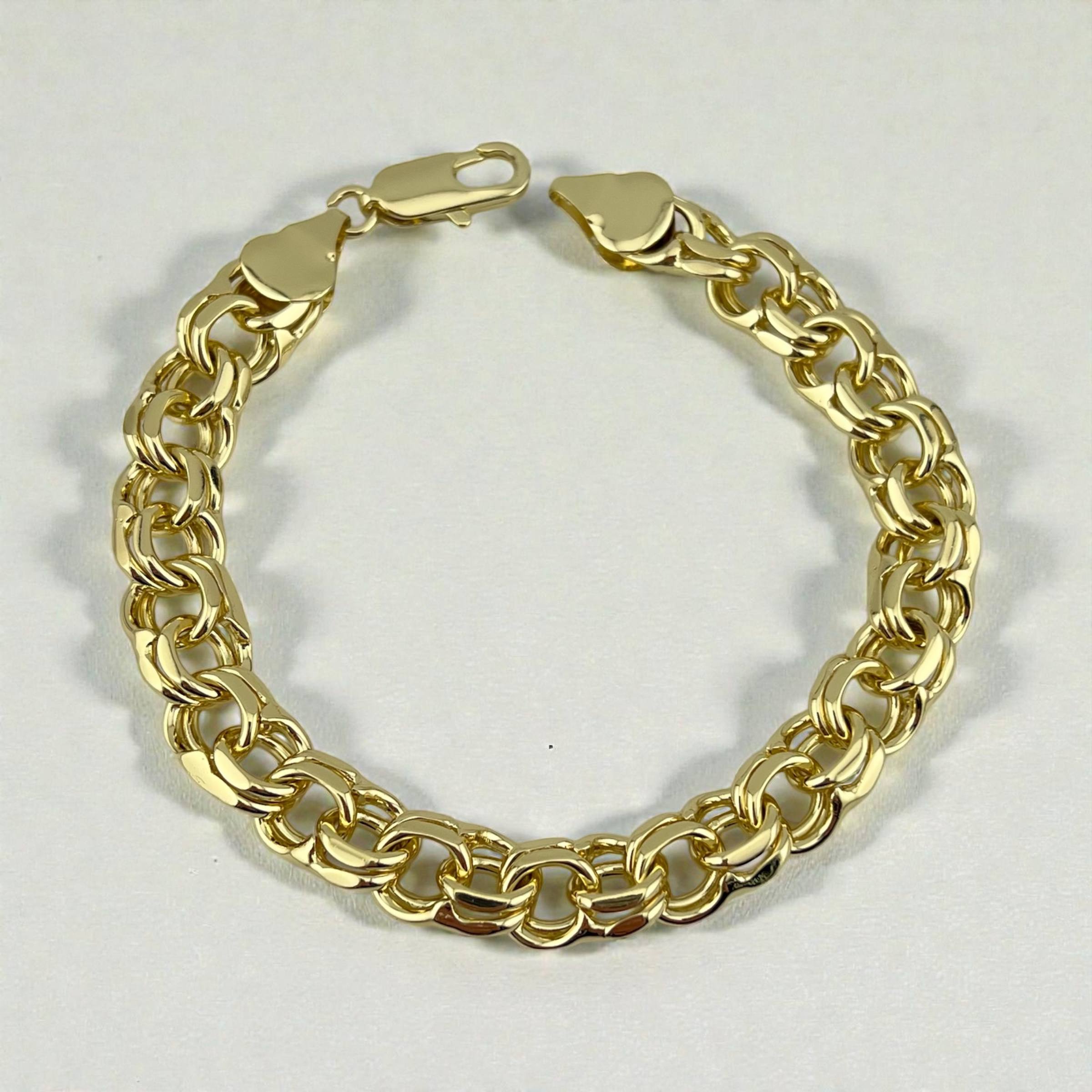 18K Gold-Plated Cuban Link Bracelet with Crystal Detailing – Elegant & Durable