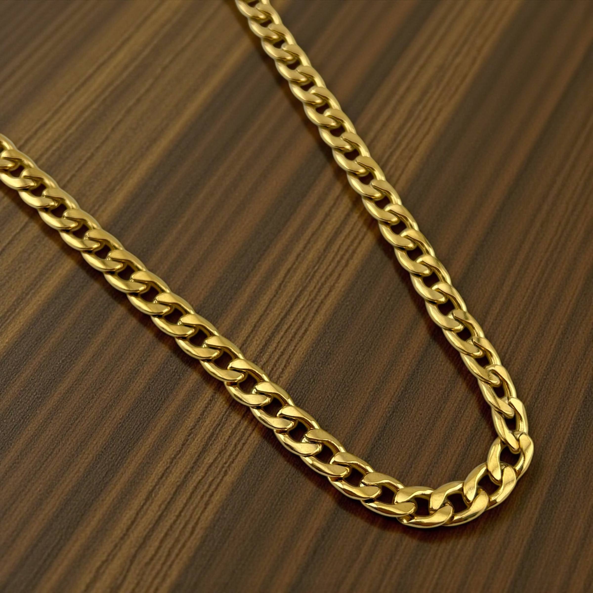 Stainless steel Bold Luxe Cuban Chain Necklace – Gold Edition