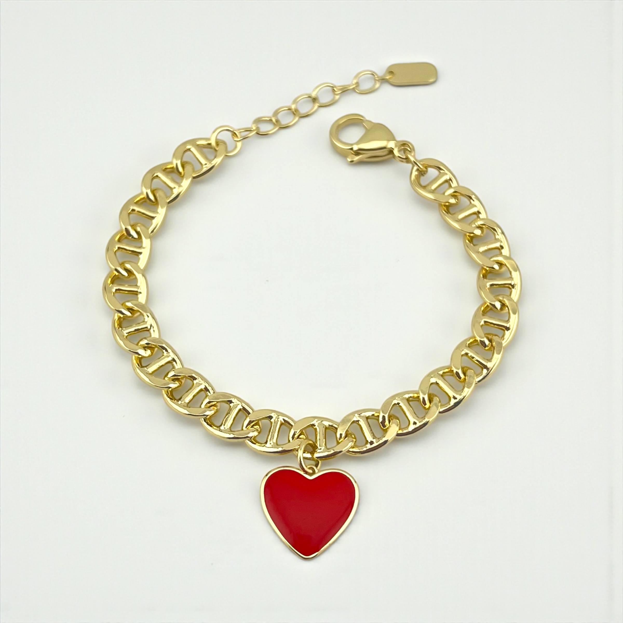 Red Heart Charm Bracelet – Bold Love Edition ❤️