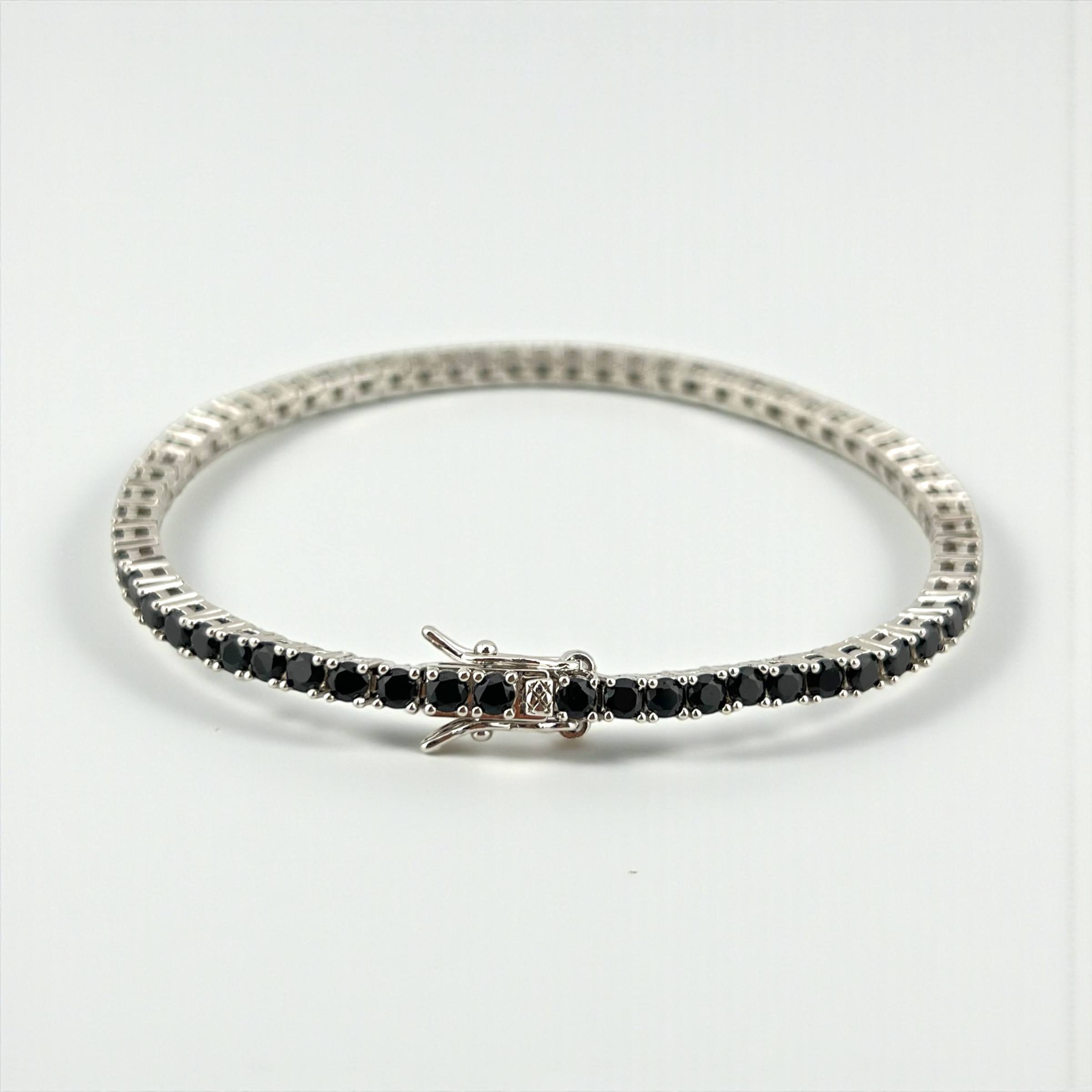 stainless steel Cubic Zirconia black and silver Tennis Bracelet(3mm)