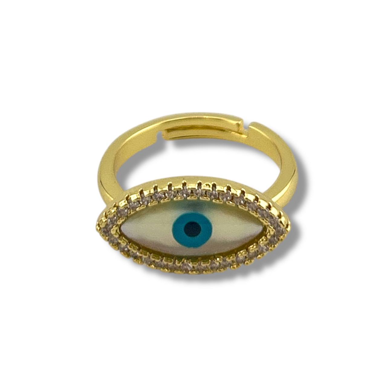 Golden Oval Evil Eye Ring – Elegance Meets Protection