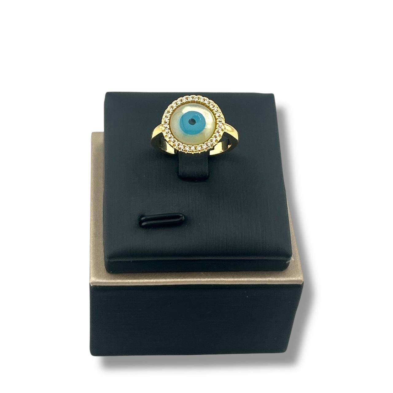 Evil Eye Protection Ring – Gold & Mother of Pearl