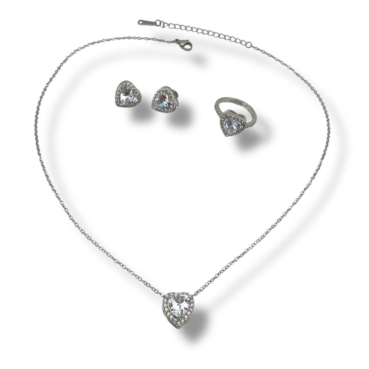 🤍 pandora Heart Set – Pure Sparkle in Silver 💫