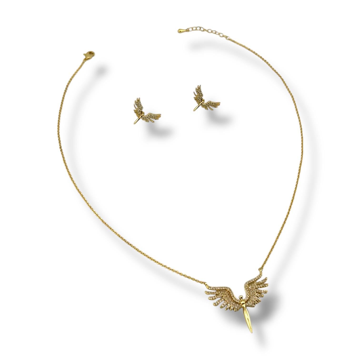 Angel phoenix– Winged Gold Jewelry Set