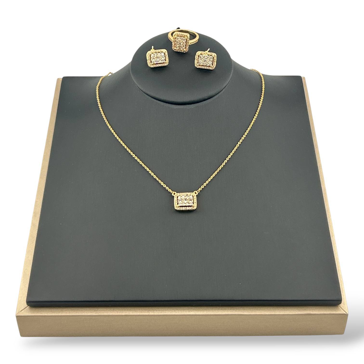 ✨ Aurora Square Sparkle Set – 18K Gold-Plated ✨