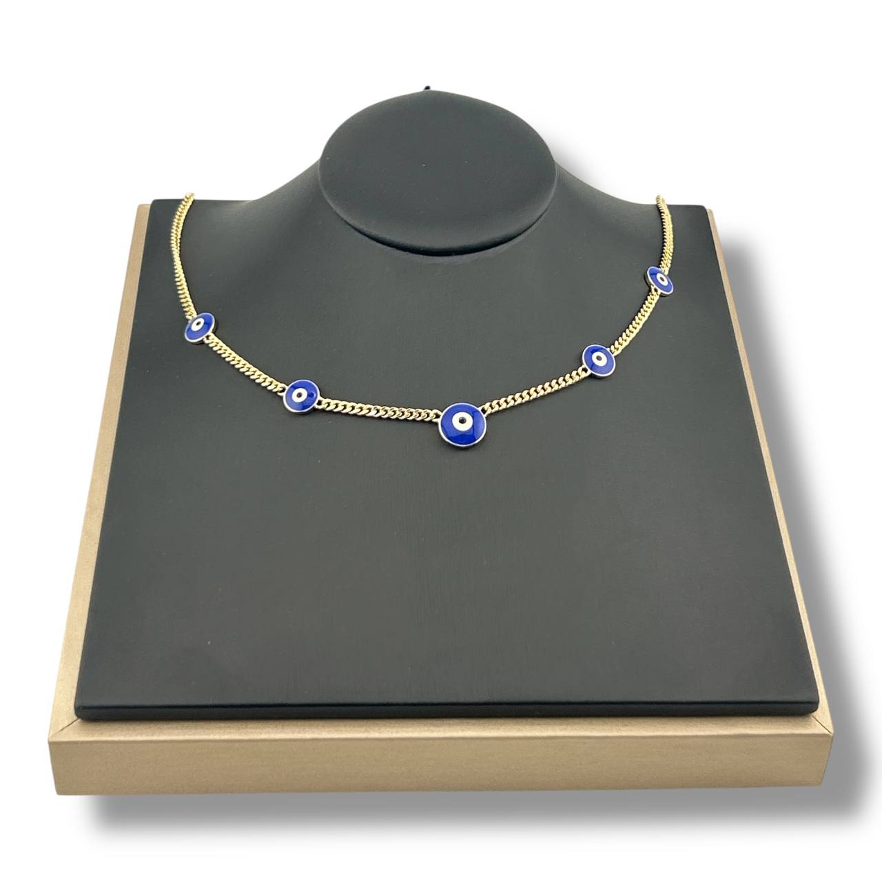 Safeguard Glow" Evil Eye Necklace – 18K Gold-Plated