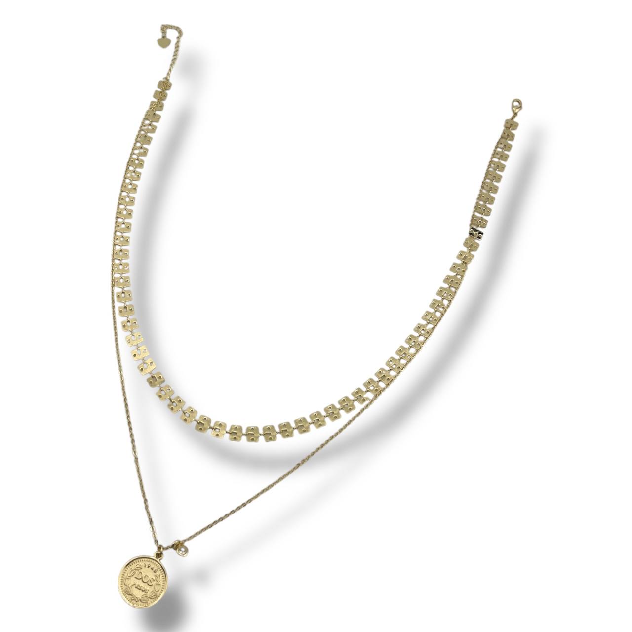 “Royal Coin” Dual-Layer Necklace – 18K Gold-Plated