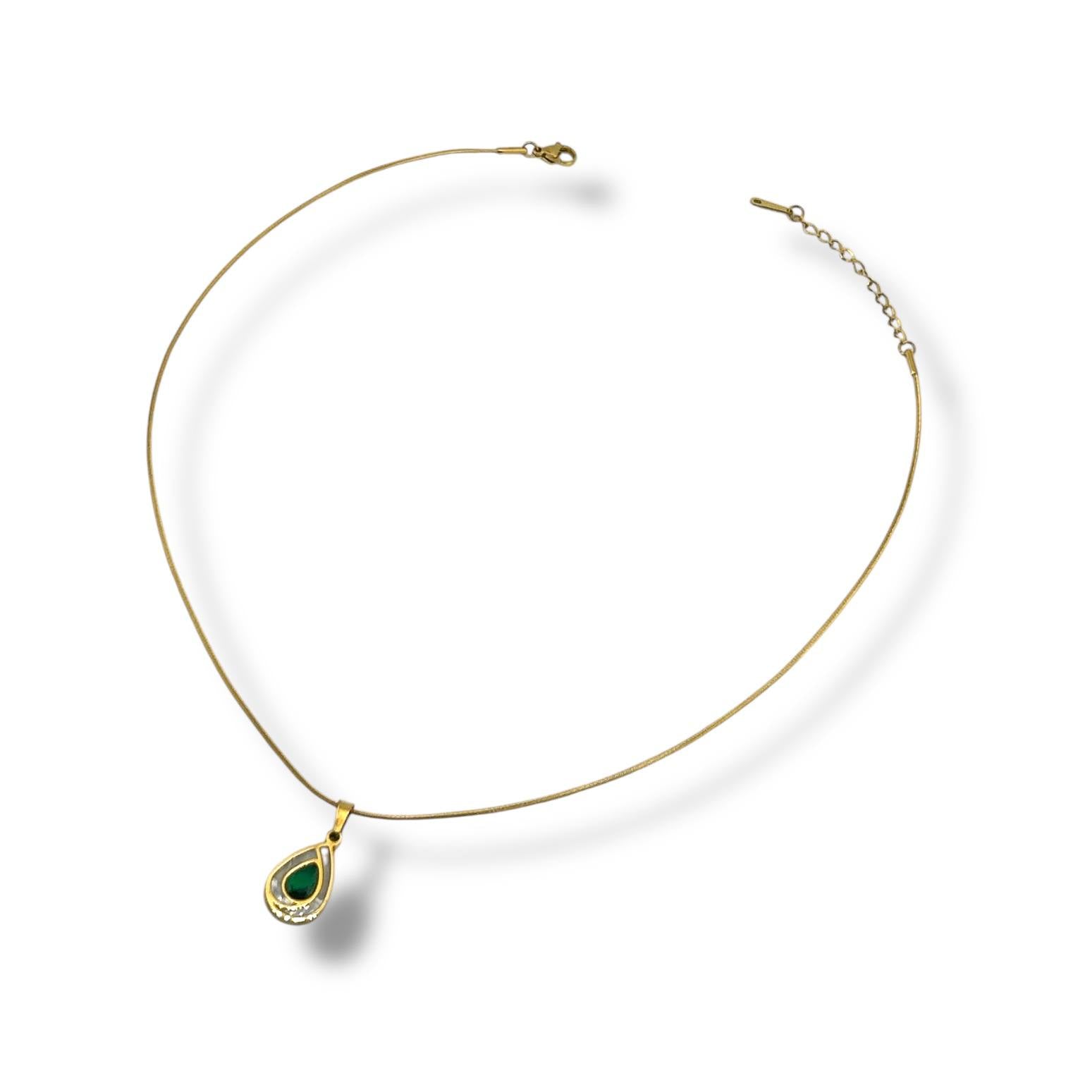 Emerald Teardrop Elegance Necklace