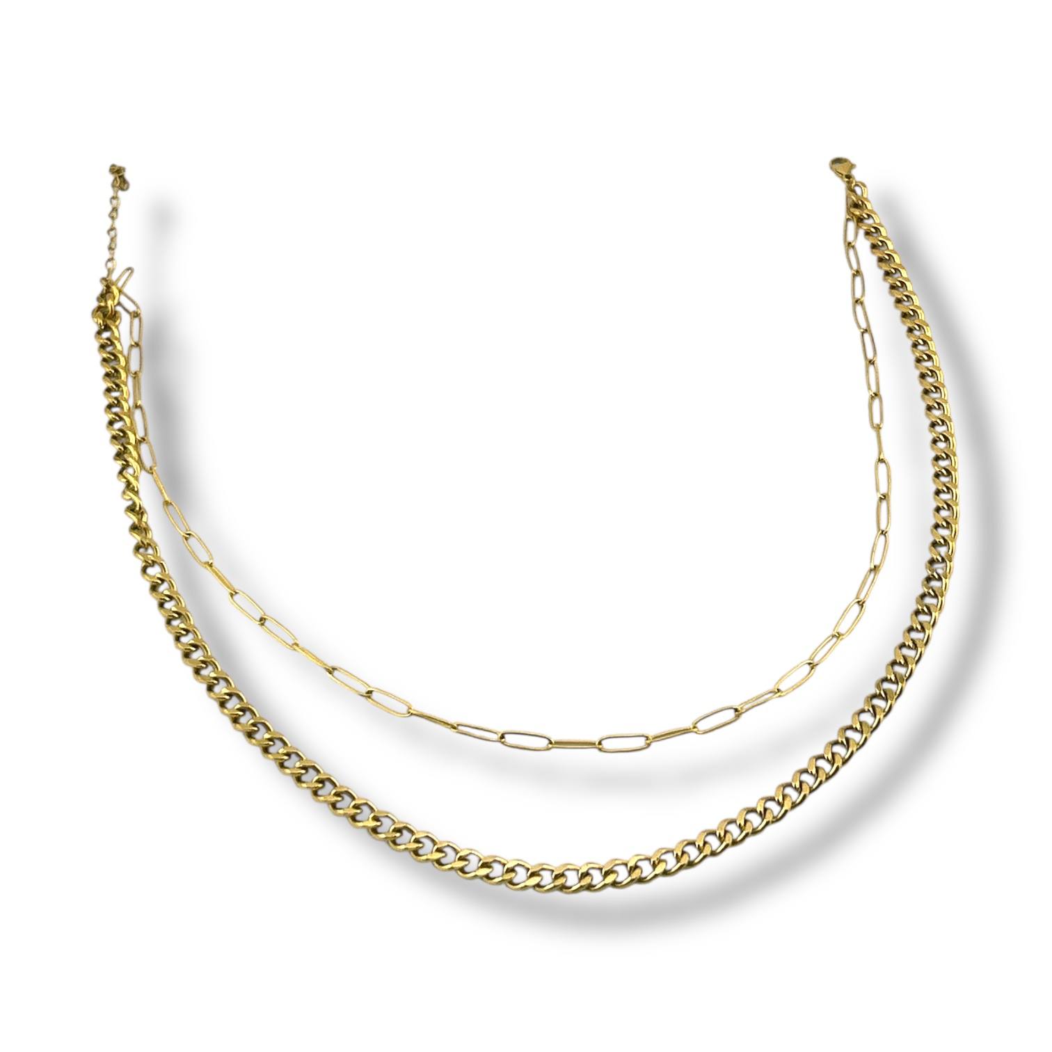 ✨ Dual Vibe Chain Necklace – Gold Edition