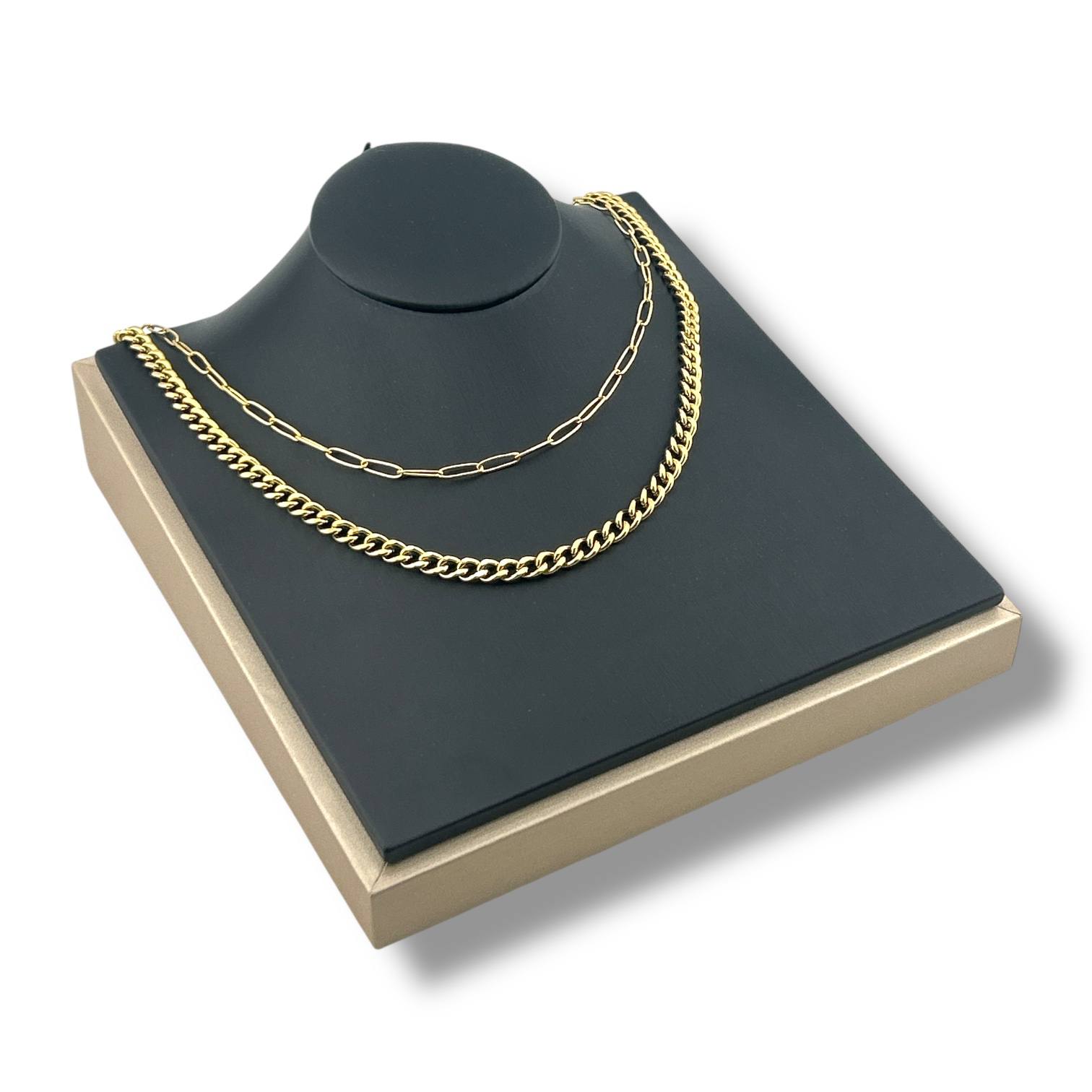 ✨ Dual Vibe Chain Necklace – Gold Edition