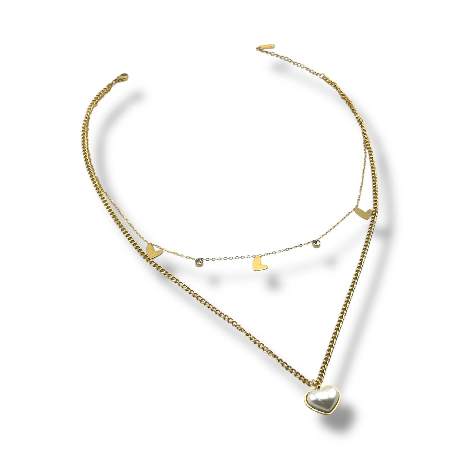 Double Love Layered Necklace – Heart & Charm Edition