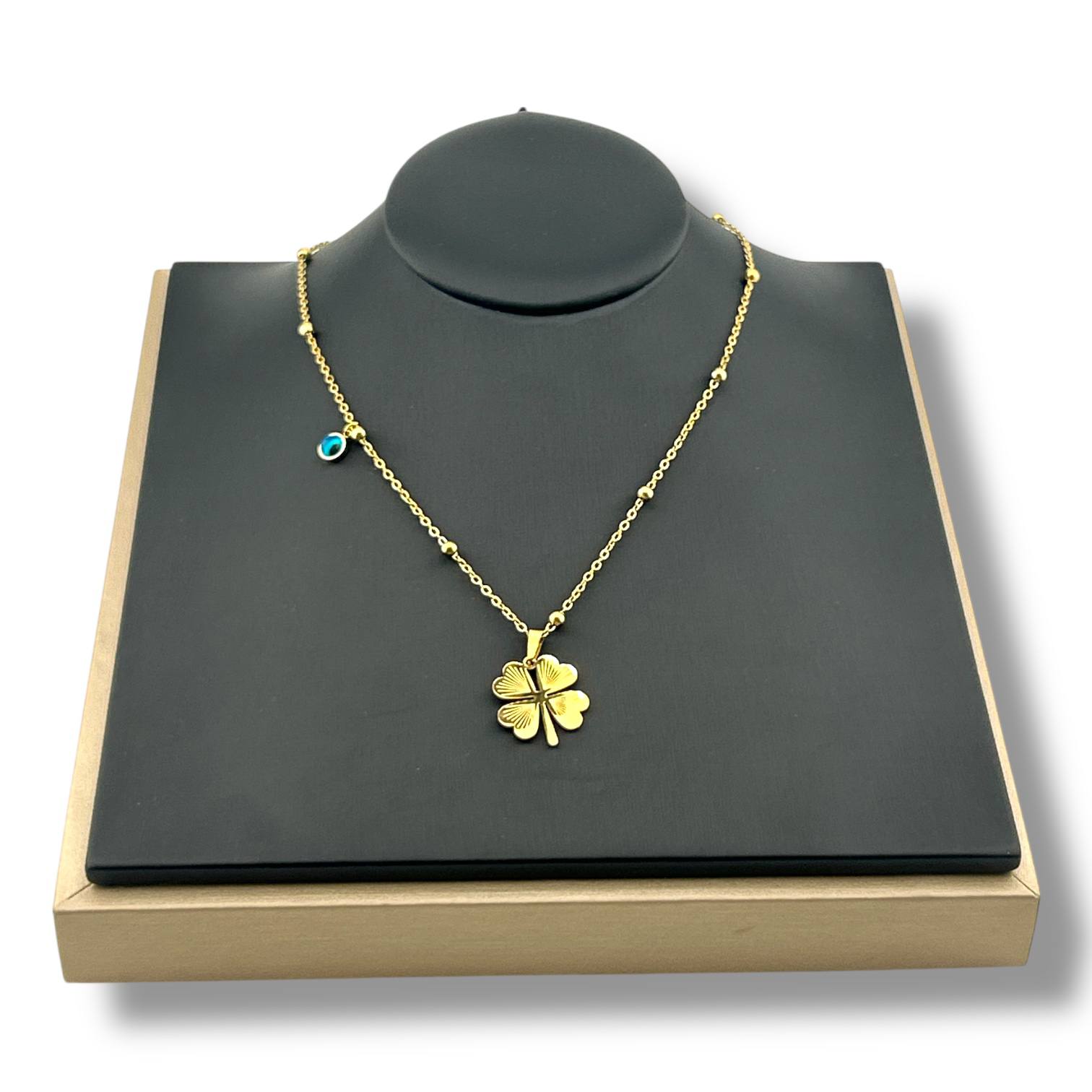 Lucky Clover & Evil Eye Necklace 🍀🧿