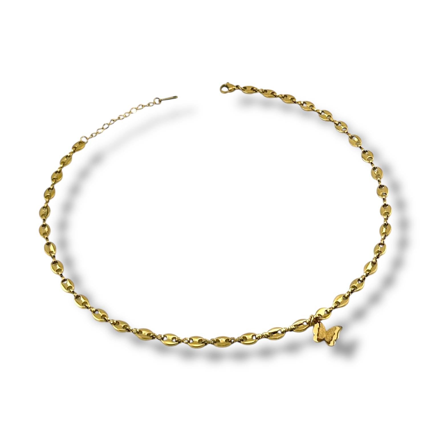 butterfly charm necklace(silver and gold)