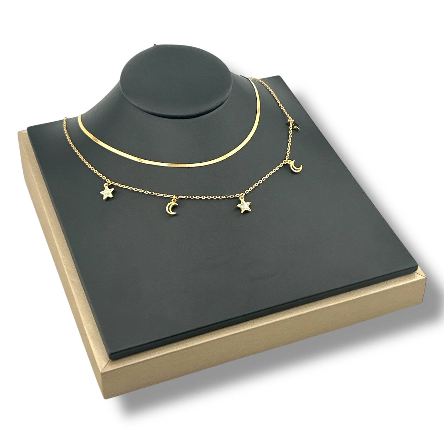 Star & Moon Layered Necklace – 18K Gold-Plated