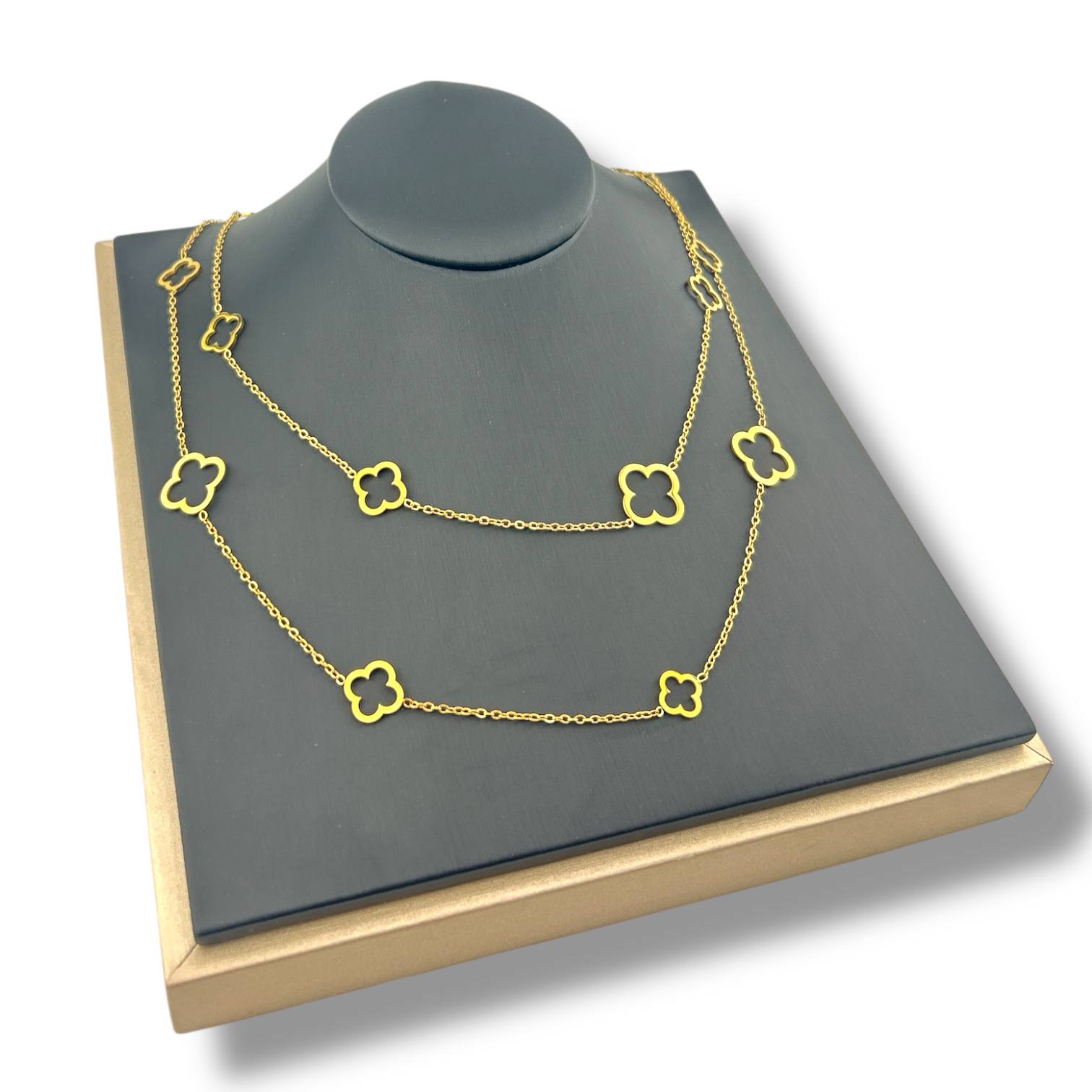 ✨ VANCLEEF Long Necklace – 18K Gold-Plated