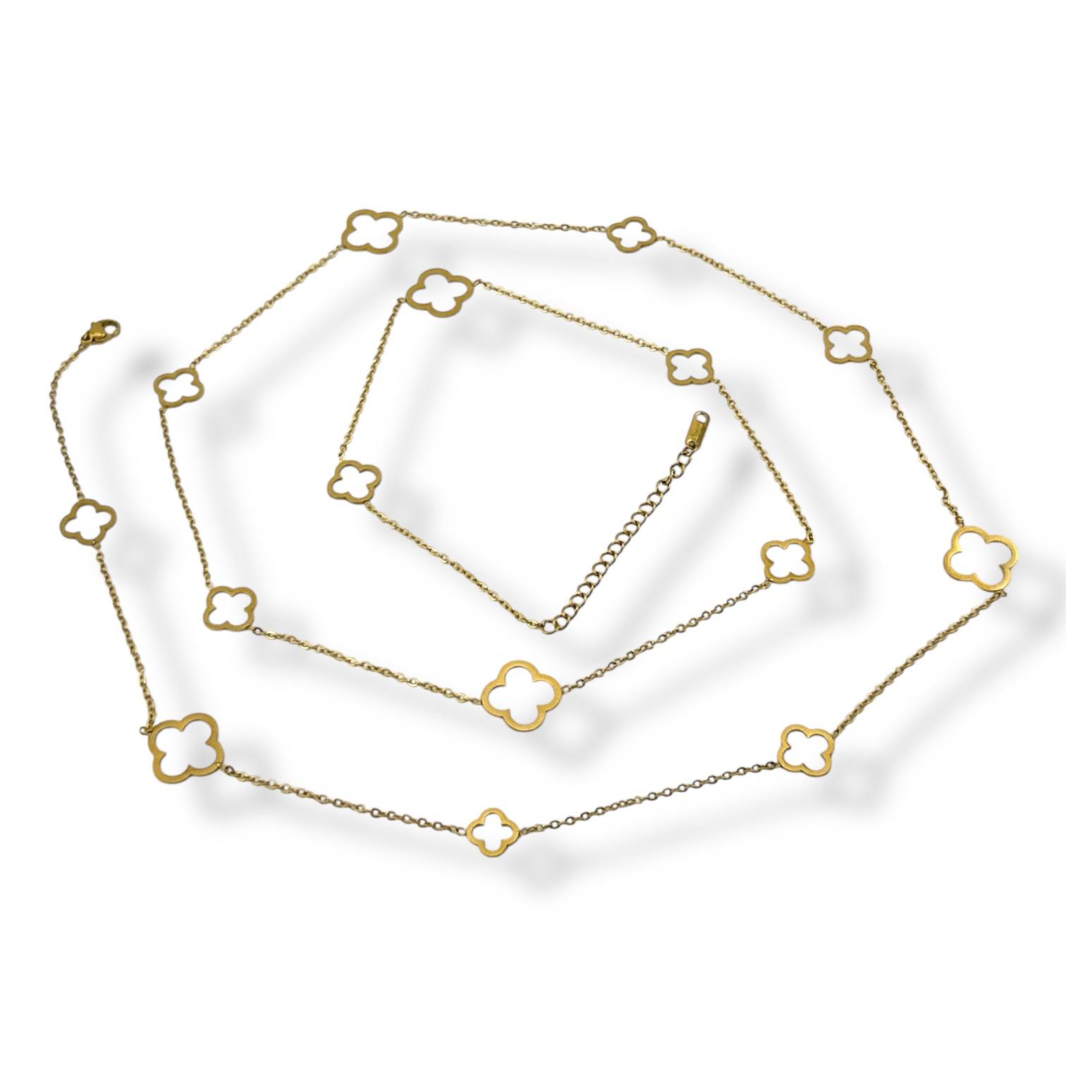 ✨ VANCLEEF Long Necklace – 18K Gold-Plated