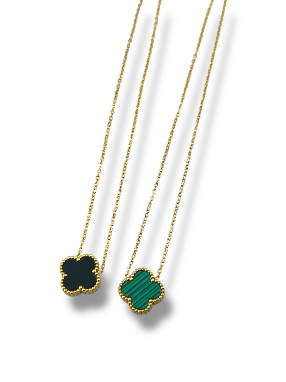 Reversible Green & Red Clover Necklace