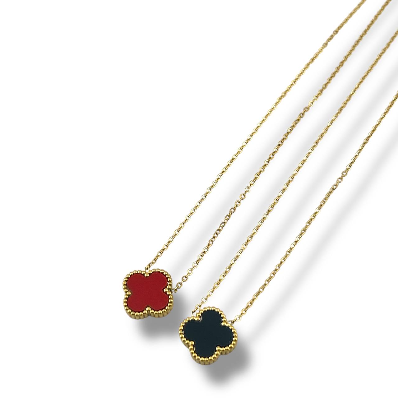 Reversible Green & Red Clover Necklace