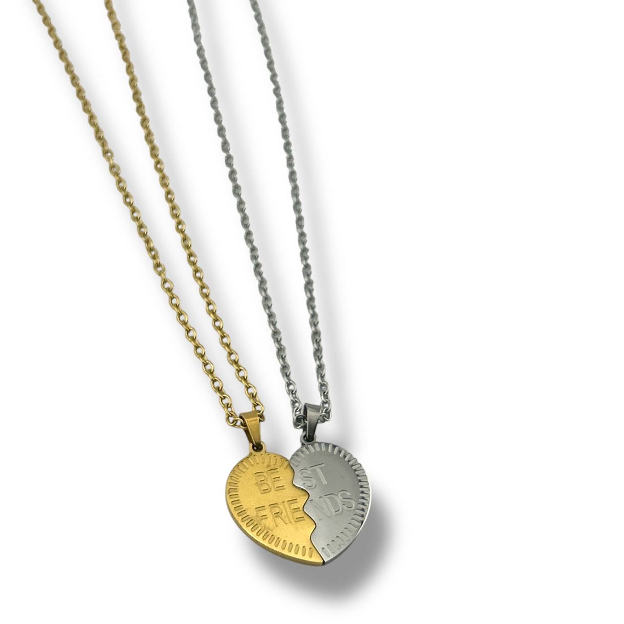 Best Friends Forever Duo Necklace – Gold & Silver Heart Pendant