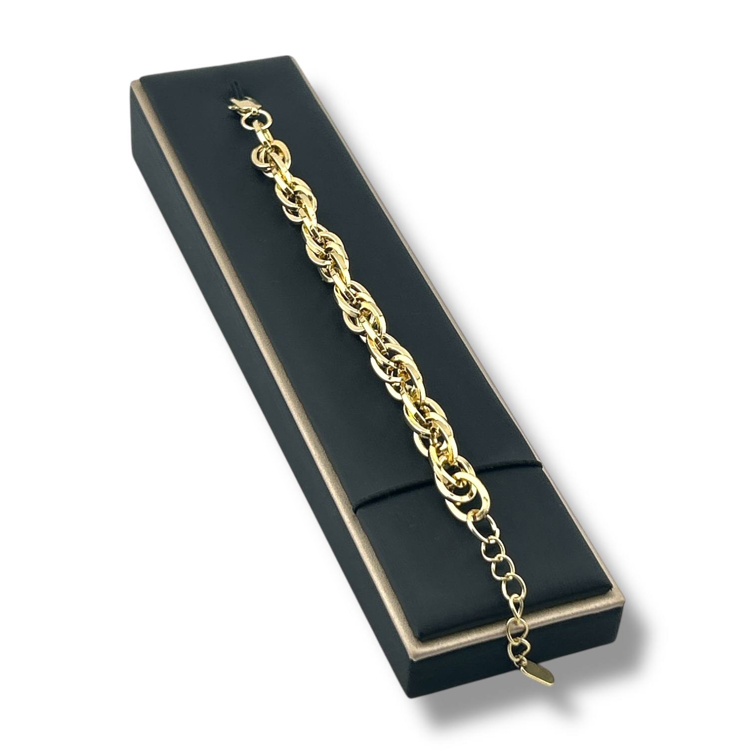 ✨ Adjustable Rope Link Gold Bracelet – 18K Gold Plated