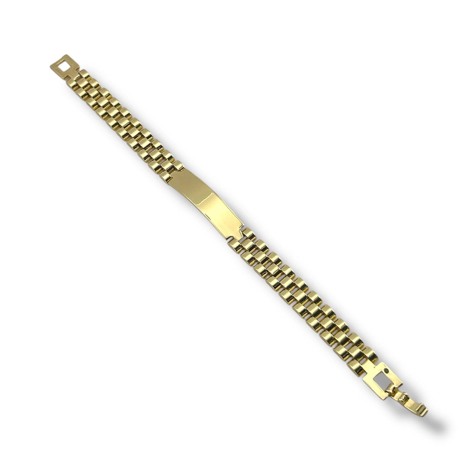 Sleek Gold Link Bracelet with ID Plate