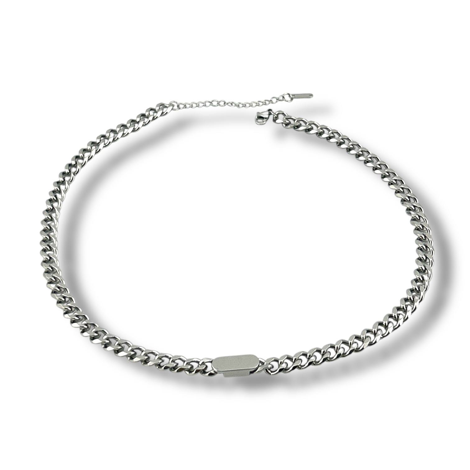 Silver Cuban Chain Necklace & Bracelet Set – Minimalist Edition