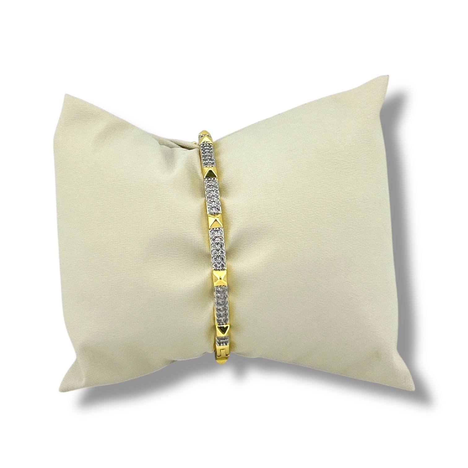 Gold Pyramid Stud & Crystal Bangle – Modern Glam