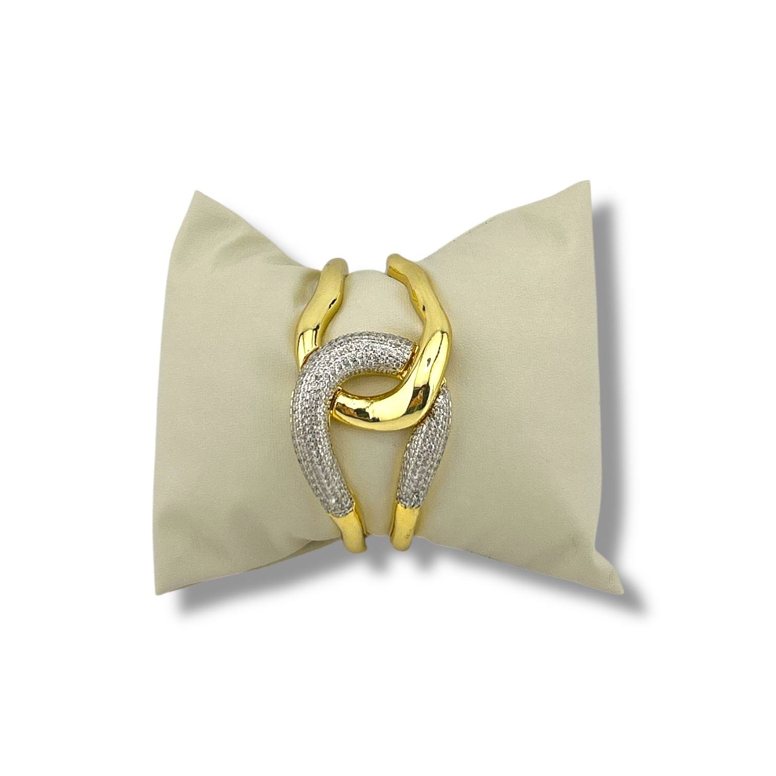Gold Interlock Pavé Cuff – Bold & Chic