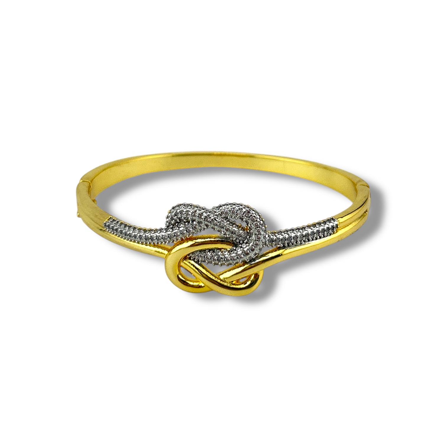 Gold Infinity Knot Pavé Bangle – Symbol of Endless Love