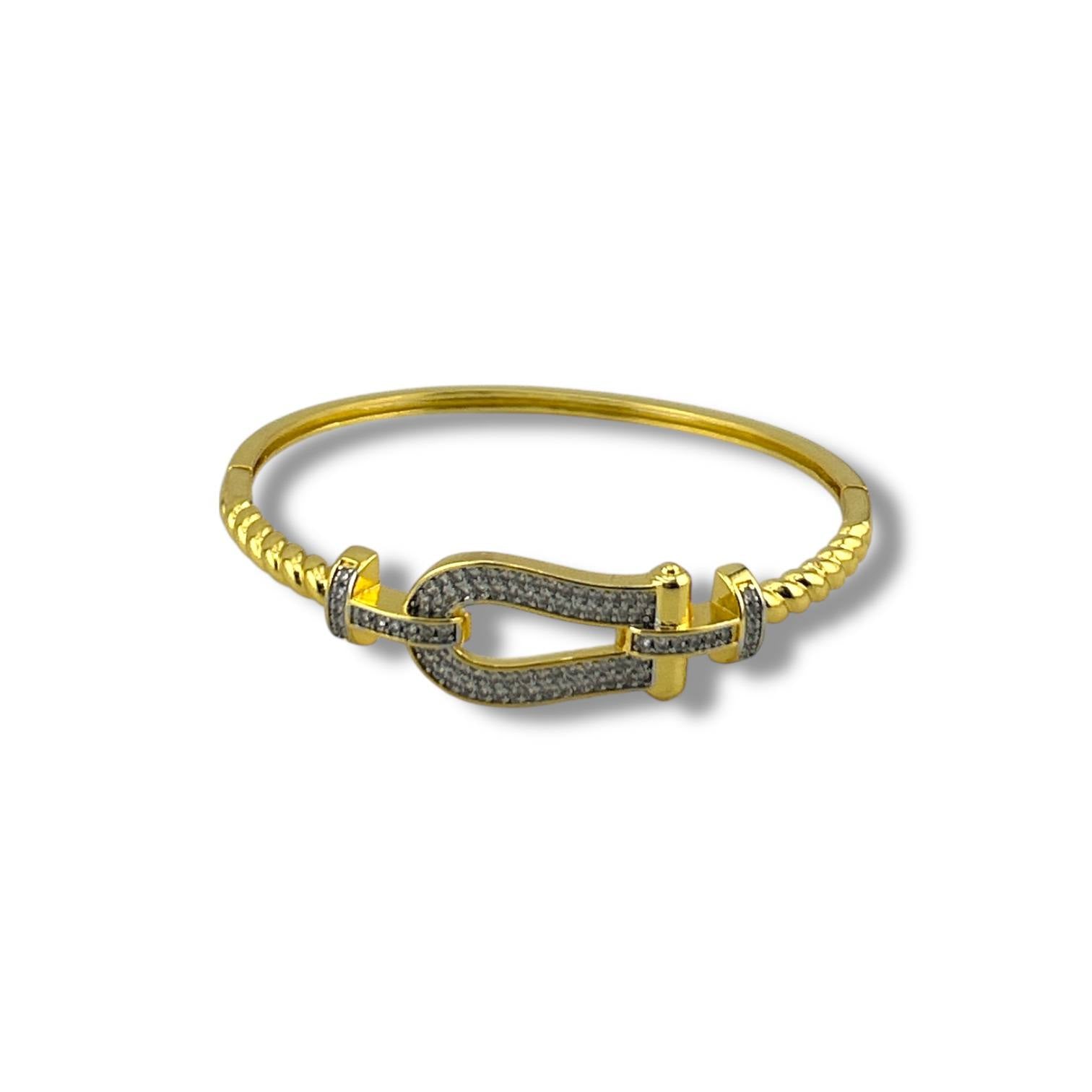 Equine Elegance Gold & Silver Link Bracelet – 18K Gold-Plated