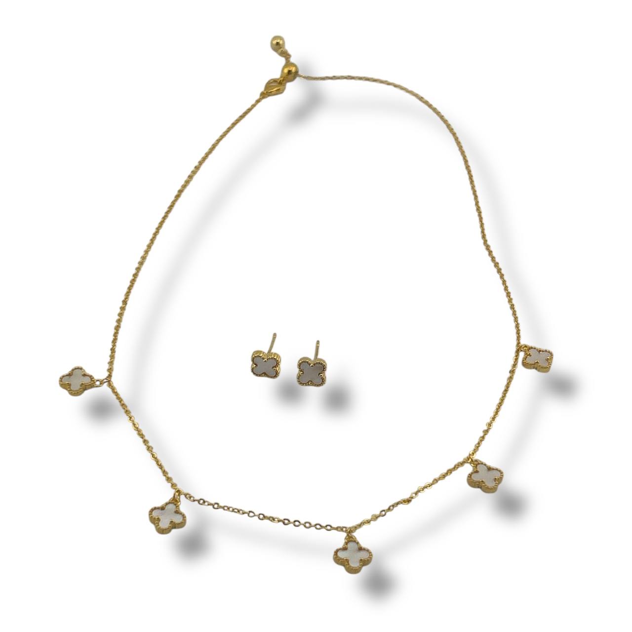 VANCLEEF Necklace & Earrings Set ā 18K Gold-Plated Elegance