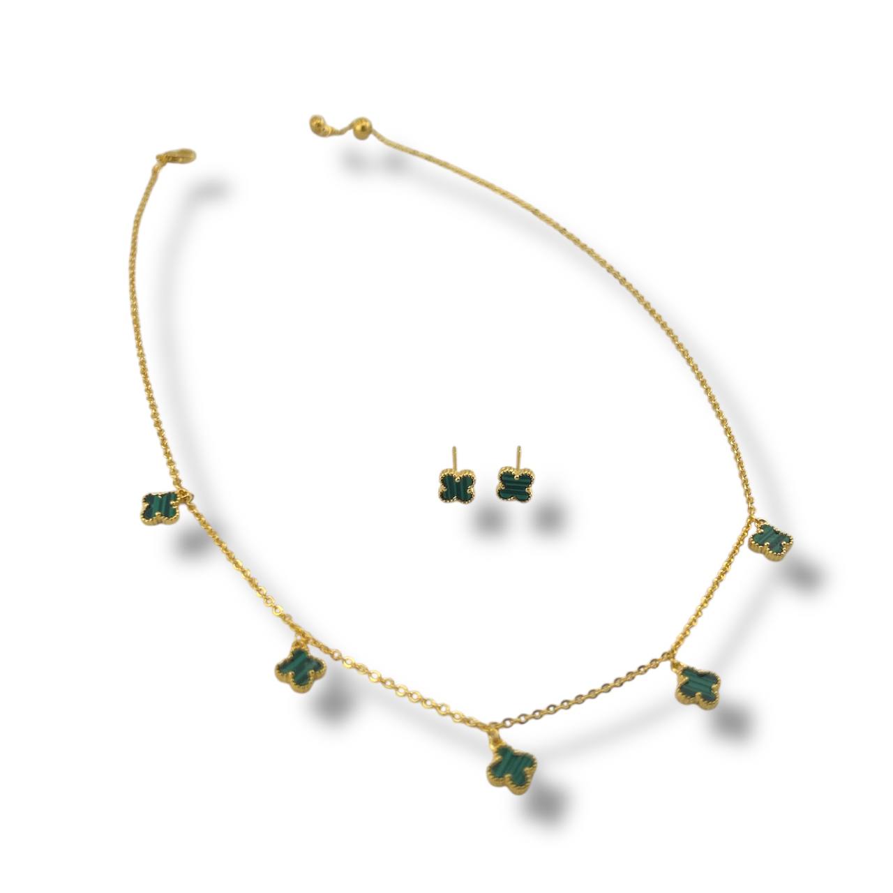 VANCLEEF Necklace & Earrings Set ā 18K Gold-Plated Elegance