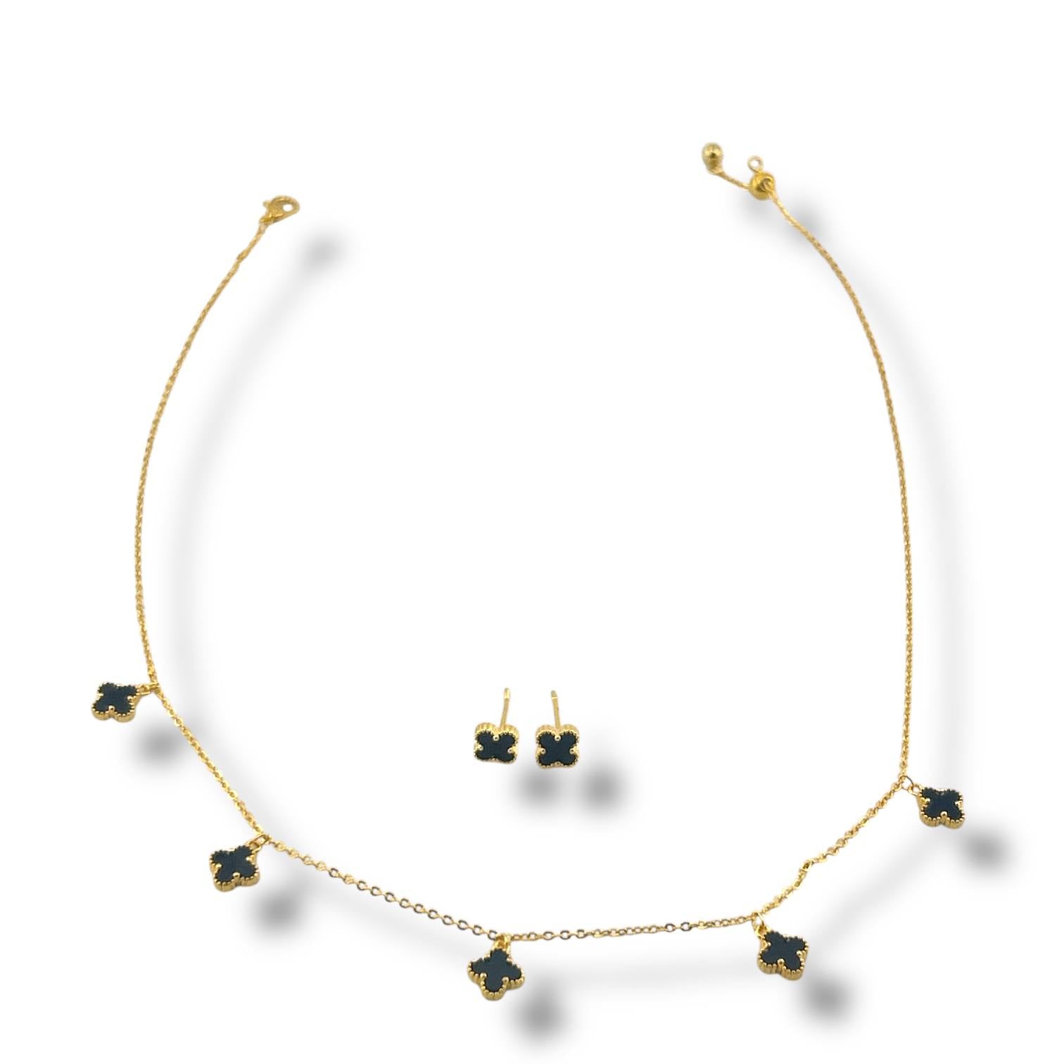 Black VANCLEEF Necklace & Earrings Set