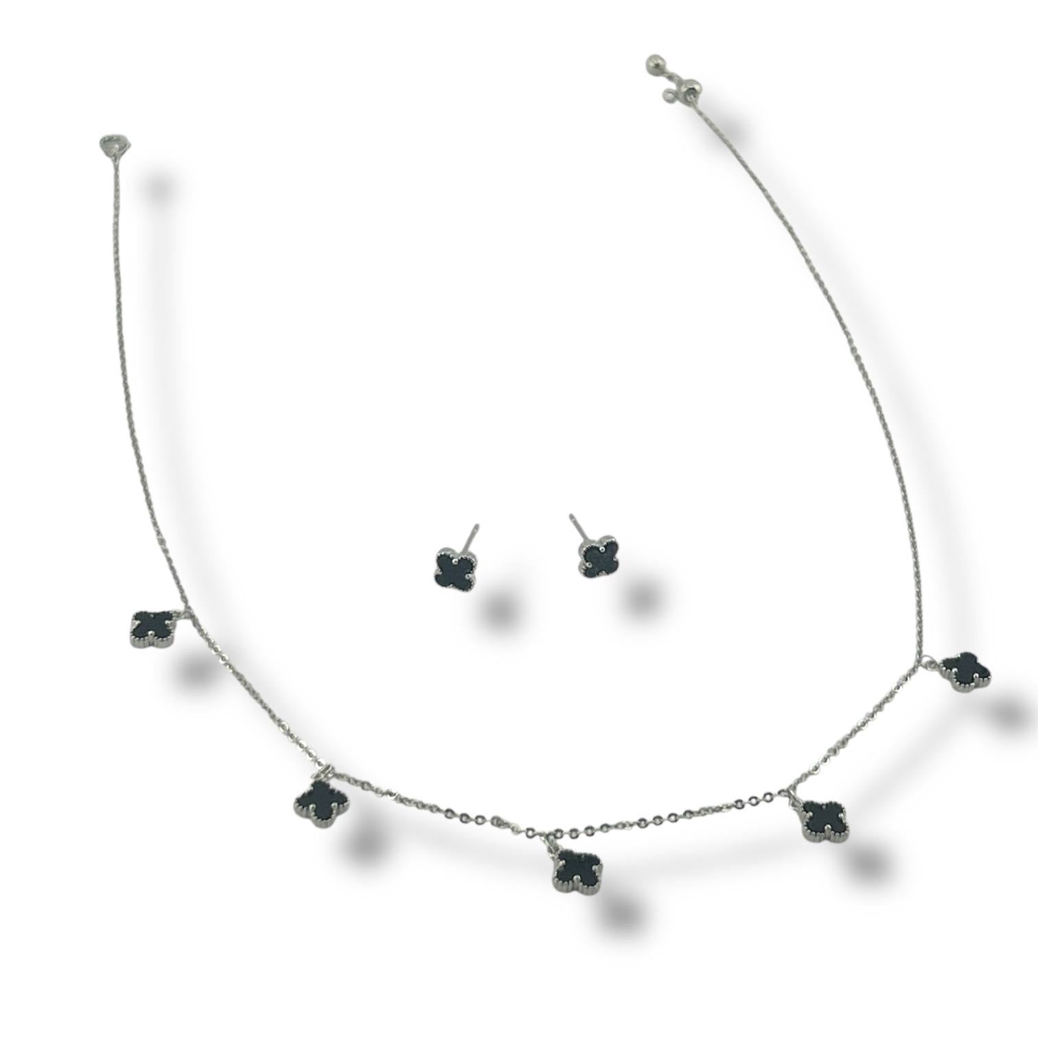Black VANCLEEF Necklace & Earrings Set