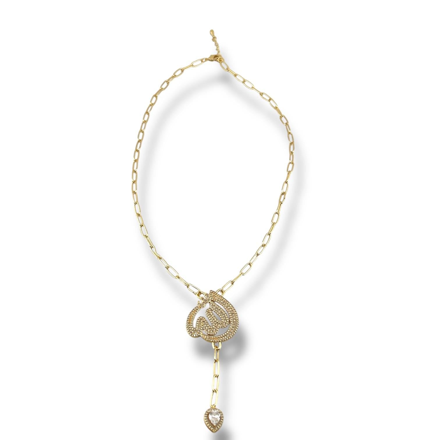 ✨ALLAH Arabic Calligraphy Heart Drop Necklace