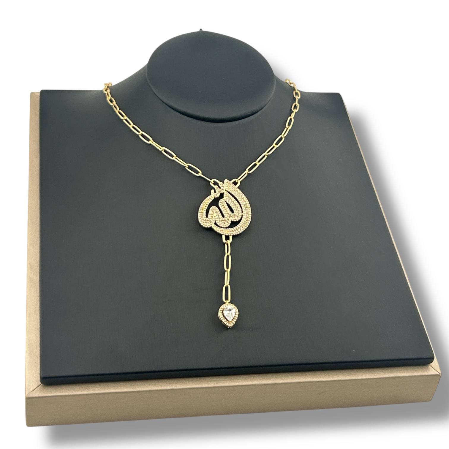 ✨ALLAH Arabic Calligraphy Heart Drop Necklace