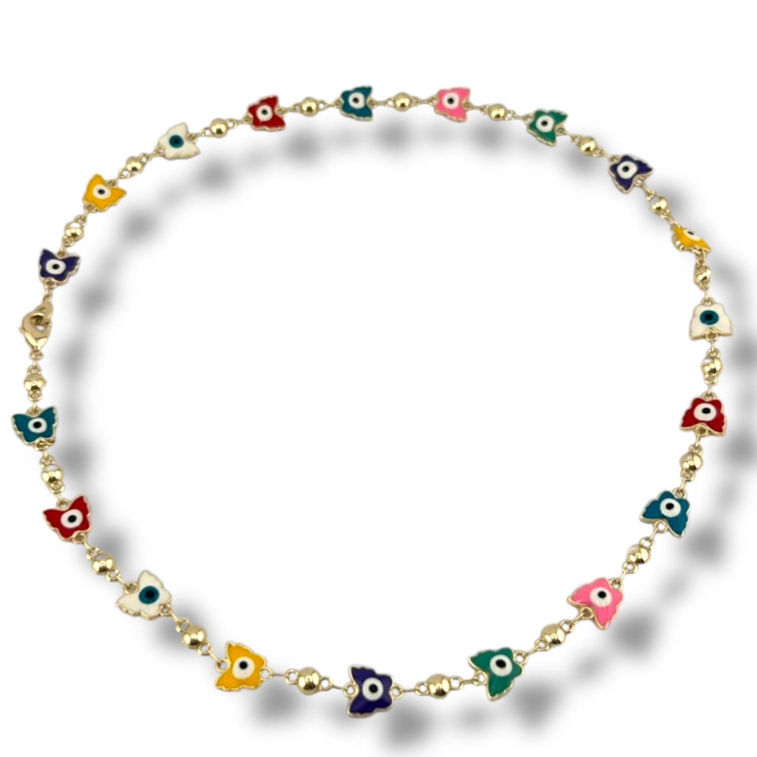 Multicolor Floral Evil Eye Necklace – Playful Protection 🌸🧿✨