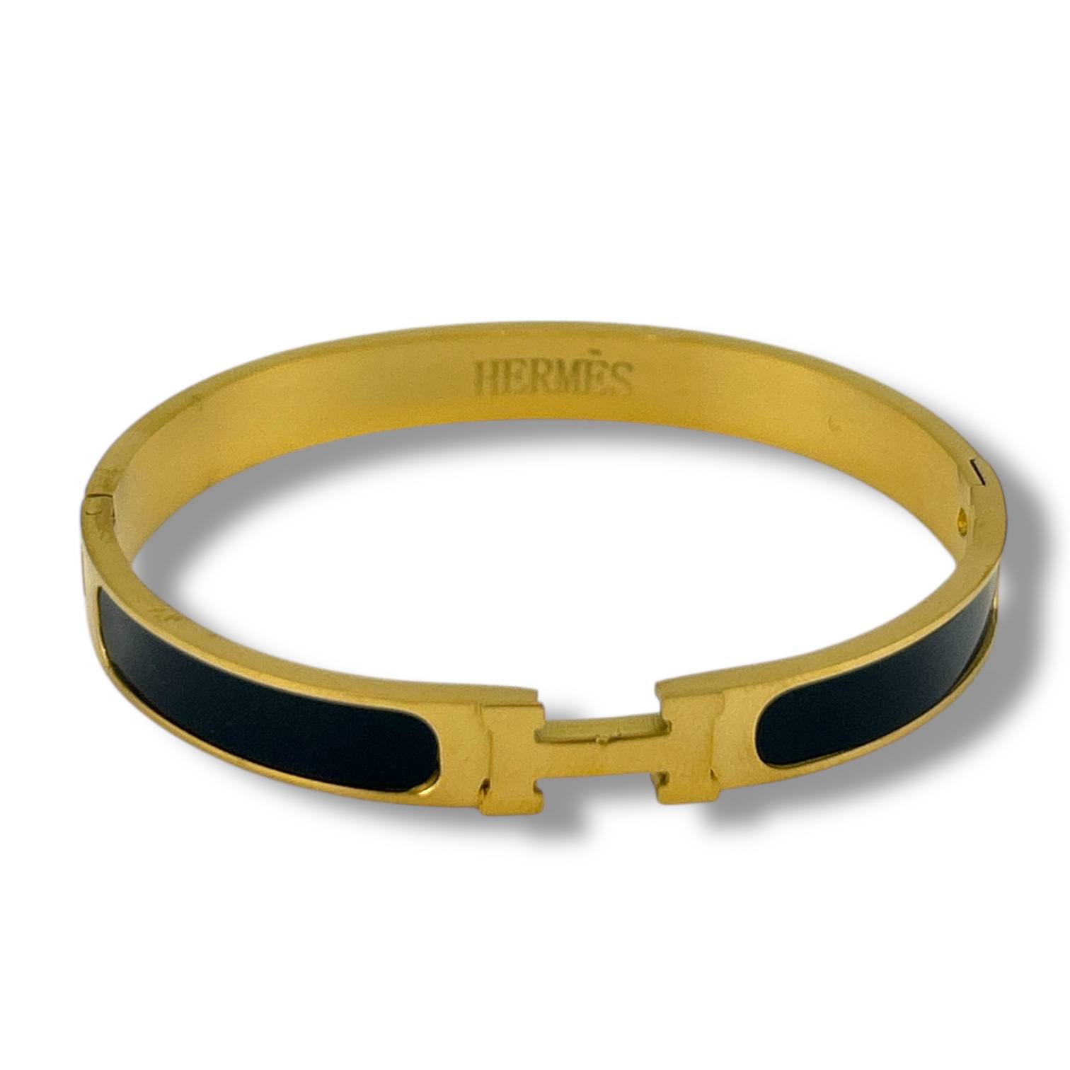 Hermes-Inspired Enamel H Bracelet – Multiple Colors ✨