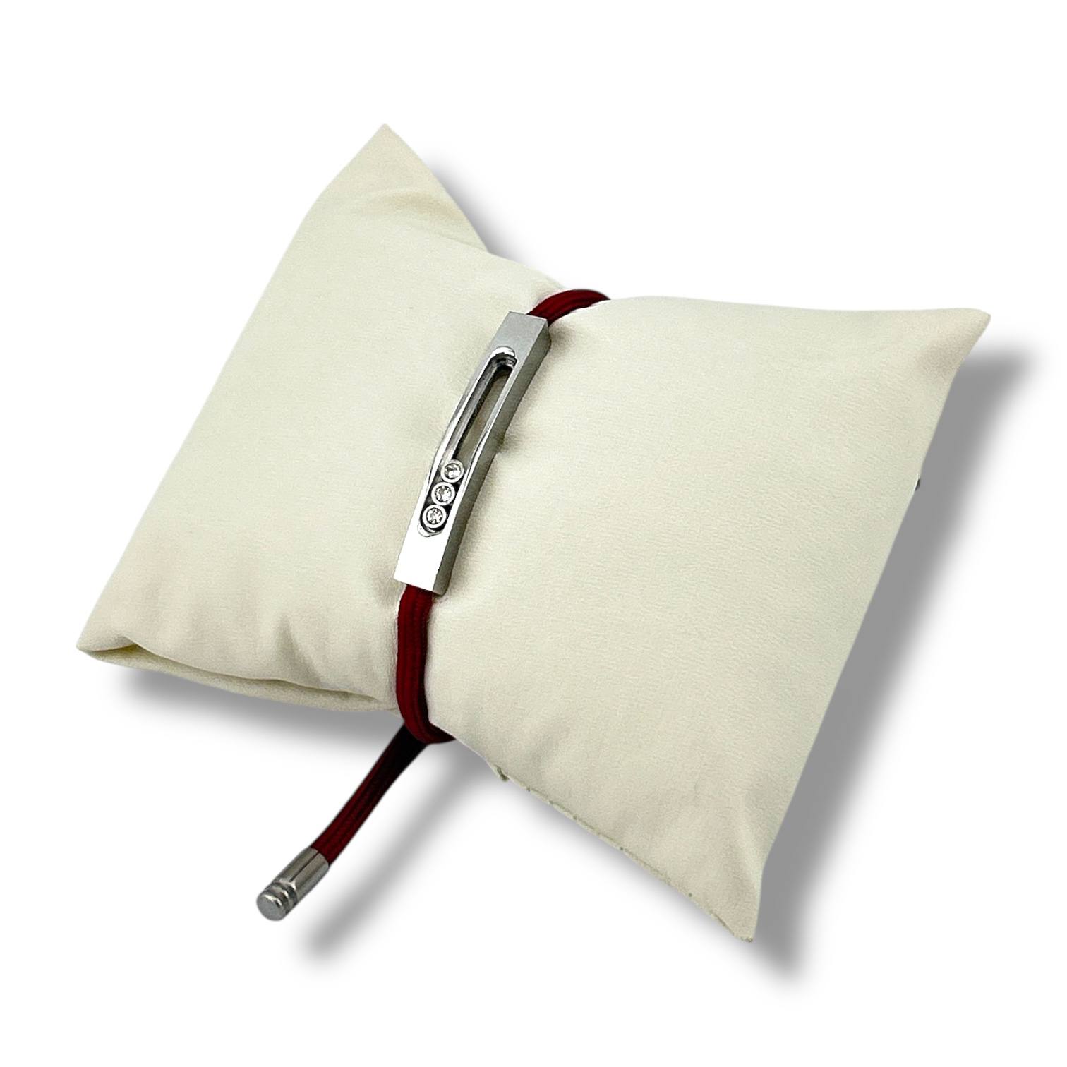 Sleek Red Cord & Silver Bar Bracelet – Adjustable Unisex Design ❤️✨