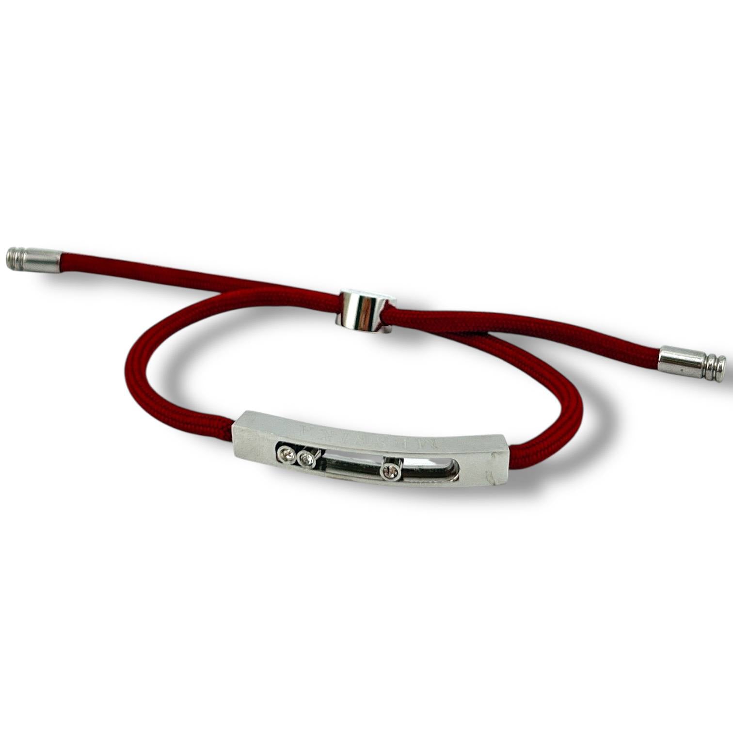 Sleek Red Cord & Silver Bar Bracelet – Adjustable Unisex Design ❤️✨