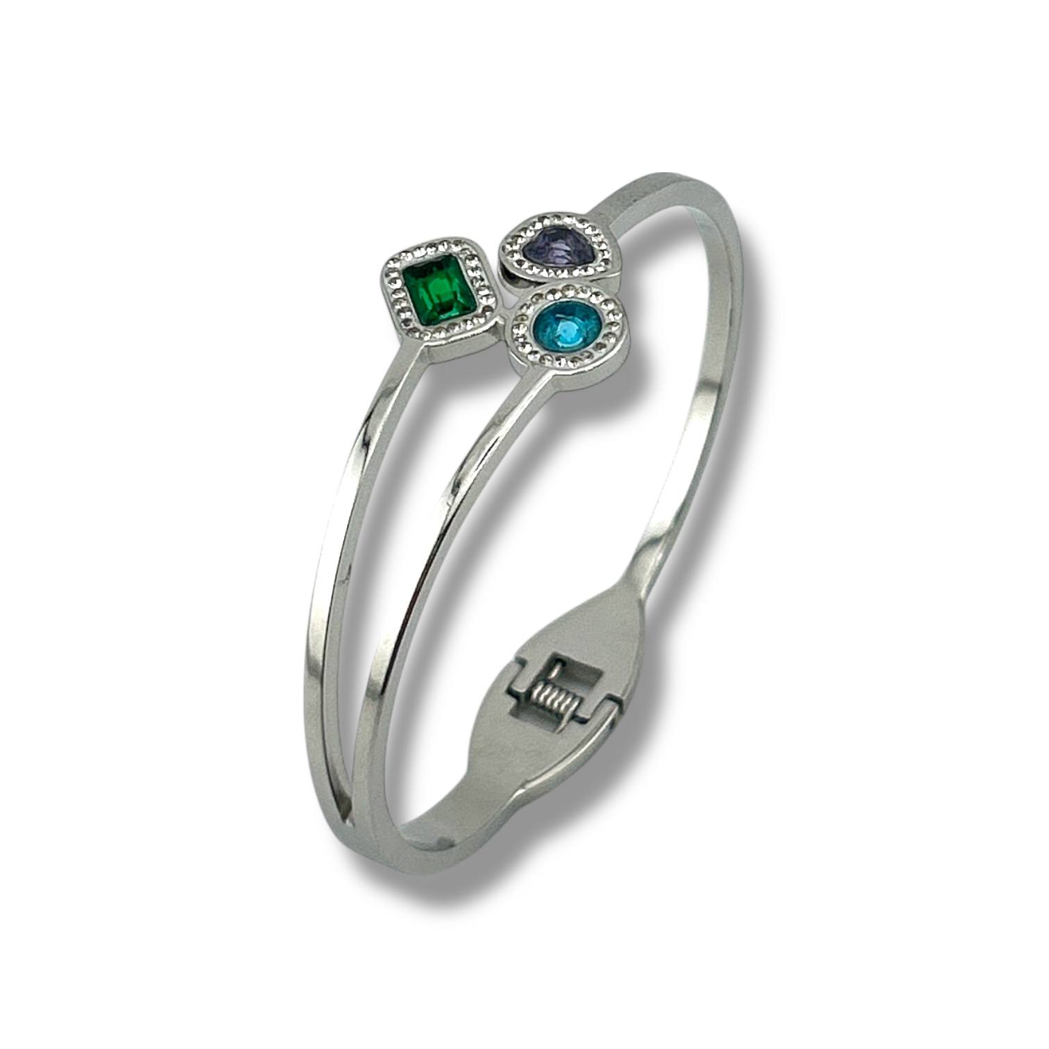 Silver Triple-Gem Bracelet 💎🌈