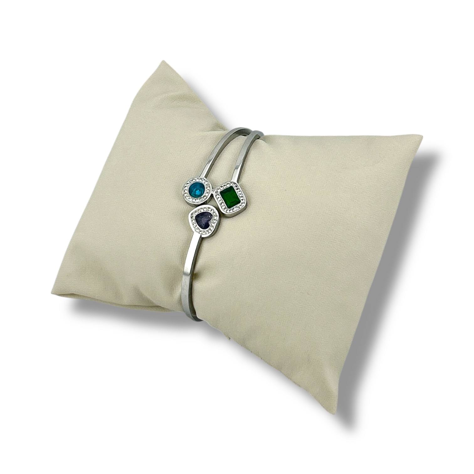 Silver Triple-Gem Bracelet 💎🌈