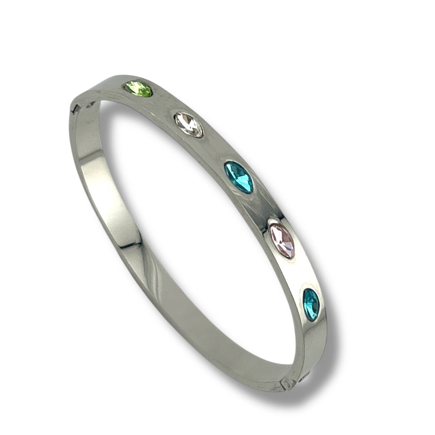 Silver Rainbow Gem Bangle 🌈💎✨