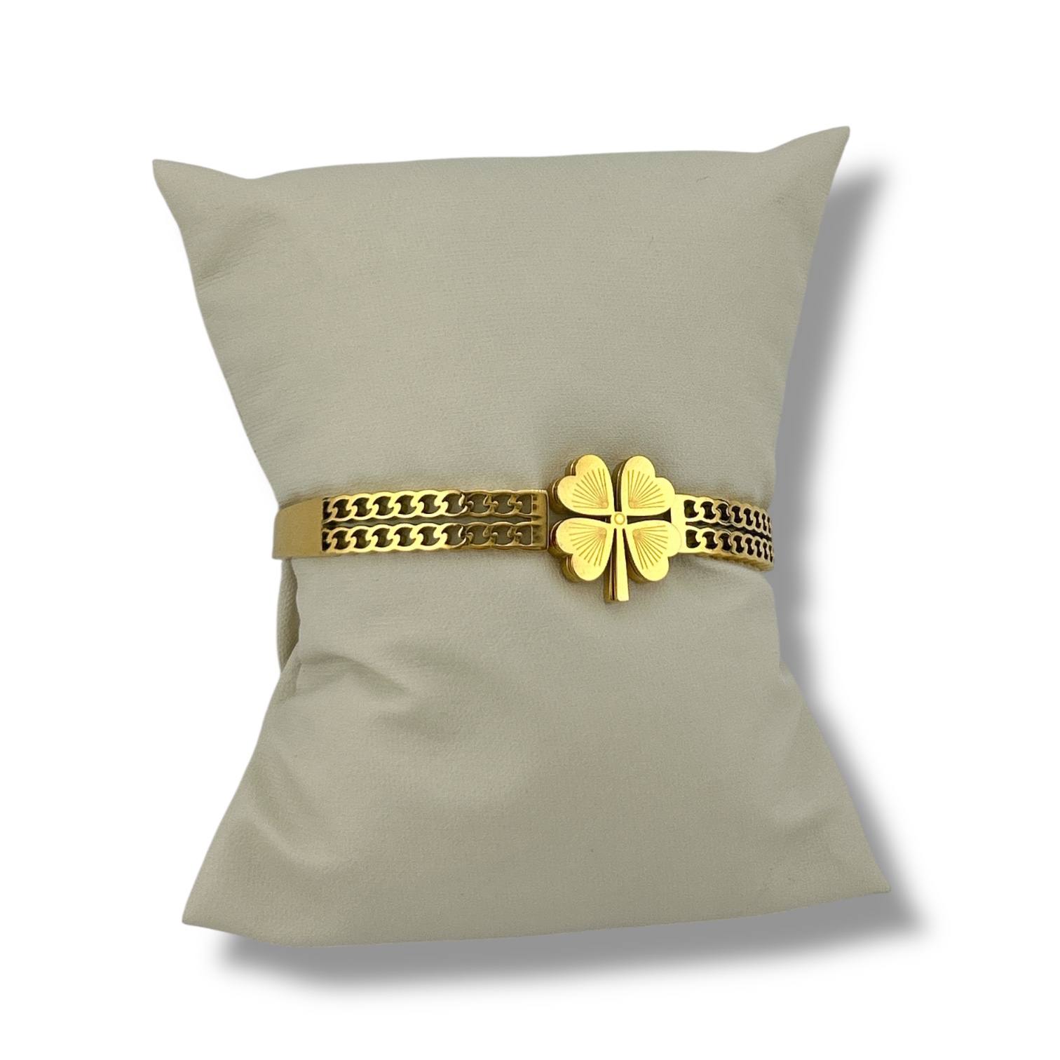 Golden Four-Leaf Clover Bracelet