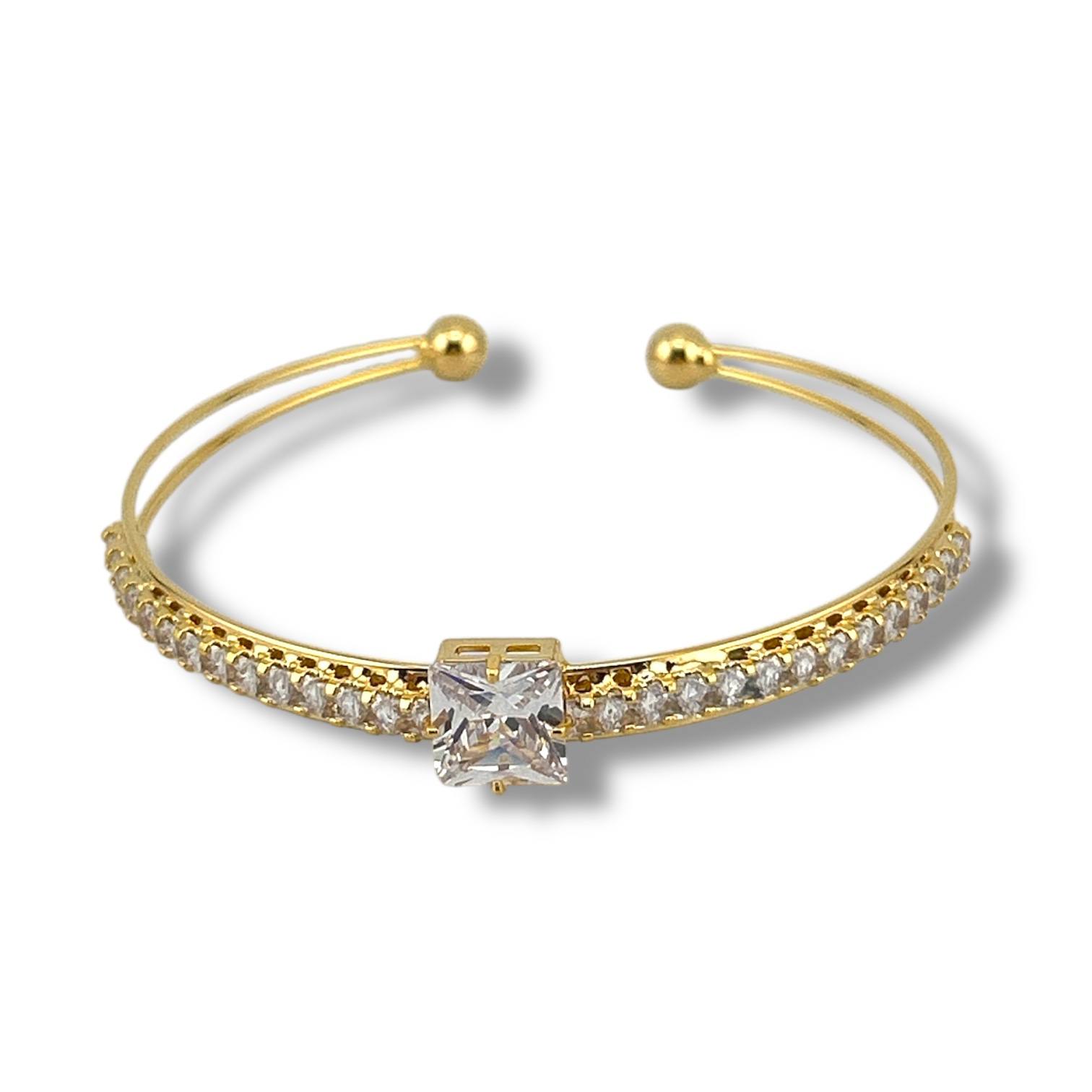 Princess-Cut Solitaire Crystal Bracelet